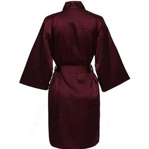 LHSJYG Damesgewaden bruidsmeisje gewaden gewaad bruid gewaad korte satijnen badjas vrouwen bruiloft badjas nachtkleding ochtendjas grote maten riem (wijnrood, pas uw tekst aan)