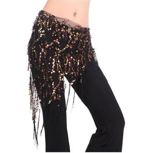 RPXHZLKTM Munt Riem Buik Kostuums Kwasten Buikdans Riem Taille Ketting Danser Rok Hip S, Zwart Goud, one size