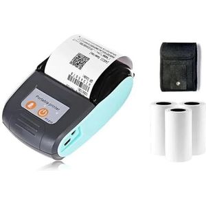 Thermisch Printer Mini Thermische Kassabon POS-printer Draadloos Bluetooth 58 Mm Draagbaar Ticket Factuur Factuur Zakelijk Detailhandel Met 3 Rollen Duidelijk Snel(Blue)