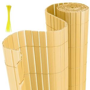 Joparri Pvc-inkijkbeschermingsmat, 90 x 400 cm, bamboe inkijkbescherming met kabelbinders, inkijkbescherming, balkonbekleding, 4-gewicht-versterking, ondoorzichtig, tuinhek, windscherm, uv-bestendig