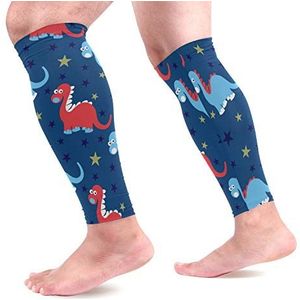 EZIOLY Dinosaur Star Sport Kalf Compressie Mouwen Been Compressie Sokken Kalf Guard voor hardlopen, Fietsen, Moederschap, Reizen, Verpleegkundigen