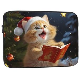 Leuke Kat Zingen Kerst Carols Laptop Case Laptop Sleeve Laptop Tas Shockproof Beschermende Aktetas Dragen Laptop Cover 13 inch