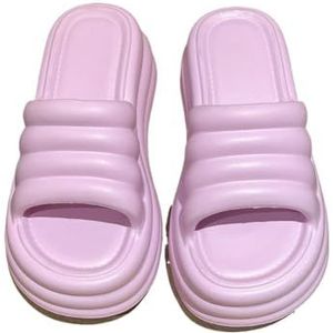 Sandalen, Women's Height Increasing Summer Slippers, Thick Bottom Comfortable Indoor Outwear One Word Drag Doucheschoenen(Purple,41 EU)
