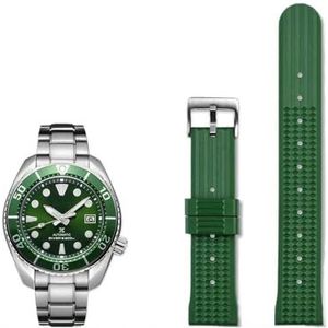 Fit for Seiko PROSPEX voorouder mm serie replica SLA017J1 SLA039J1 siliconen rubber horlogeband 20mm 22mm (Color : B green silver, Size : 22mm)