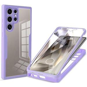 Telefoonbescherming Clear Case Compatibel met Samsung Galaxy S24 Ultra Case, Full Body Case Transparant Telefoonhoesje, Ingebouwde Screen Protector 360° Full Body Beschermend Stofdicht Schokbestendig