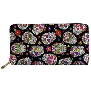 SENATIVE Vrouwen Lange Slanke Purse Mode Muti-Card Clutch Bag Pecfect Gift voor Lover, Suiker Schedel Rose (multi) - 20201008-82