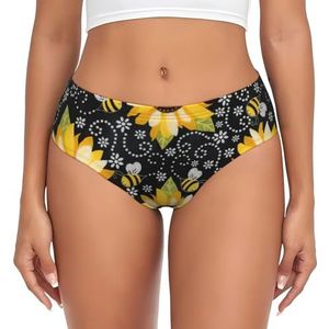 Yyoretp Zonnebloem bijenprint dames Beyondsoft Stretch Breathe ondergoed slips ondergoed, flex comfort slipje., Zwart, S