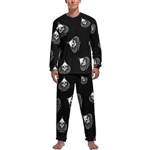 Skull Poker zachte heren pyjama set comfortabele loungewear top en broek met lange mouwen geschenken XL