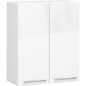 AKORD Keukenhangkast - Oliwia W60 | 2 planken en 2 deuren keukenkast | inbouwkeuken, keukenmeubel, keukenkasten | gelamineerde plaat | 60 x 30 x 72 cm | wit | glanzend wit