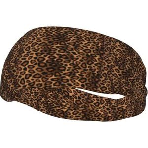 Bruine luipaard dierenprint, sport zweetband voor unisex meerdere hoofdbanden zweet workout hoofdbanden rekbare haarband