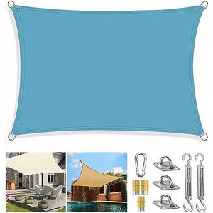 Rechthoekig Vierkant Zonnescherm Luifel met Heavy Duty Bevestigingsset Weerbestendig Zwembad Zonnescherm for Carport Vijver Zon Zeil Schaduw 2m 2.5m 3m 3.6m 4m 5m 6m 7m 8m Lake Blue (Size : 2x5M)