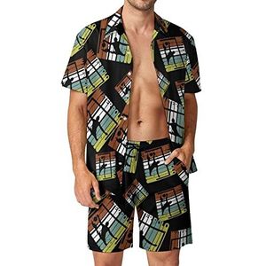 Waterbal Silhouet Hawaiiaanse Sets voor Mannen Button Down Korte Mouw Trainingspak Strand Outfits 3XL