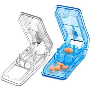 Pillensnijder - (Pak van 2) Pillensnijder met V-Greep voor Klein en Geneesmiddel - Gemakkelijk Pillen Snijden, Splitter | Snijder en Verpletteraar met Pill Houder Geval om te Spli