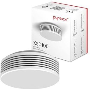 Pyrexx XSD100 rookmelder 12 jaar batterij met magnetische houder zonder boren en LED-knipperlicht, gecertificeerd volgens Q-Label, wit, set van 3
