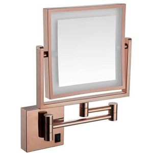BJKYTMLM Make-upspiegel Vanity Spiegel aan de muur gemonteerde spiegel, vierkante dubbelzijdige led make-up spiegel vouwen telescopische spiegel badkamer magische schoonheidsspiegel met lichte