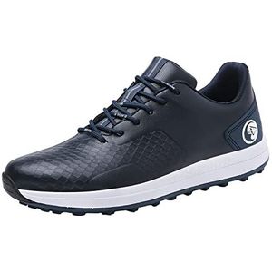 SDEQA Heren golfschoenen Leer brede waterdichte sneakers voor mannen Vrouwen volwassenen Outdoor training,Blauw,42 EU