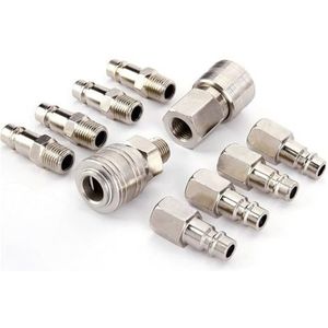 DHVIJA 10 stks/set Snelkoppelingen BSP Luchtleiding Fitting Euro 1/4 ""Luchtleiding Fitting Slang Compressor Fitting Connector for pneumatisch gereedschap joyous