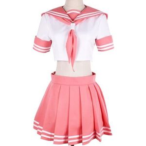 Bokerom Cosplay-kostuum Astolfo JK uniform matrozenpak geplooide rok anime schooluniformen pak volledige set voor Halloween, feest, carnaval, nachtleven, bruiloften (L, roze)
