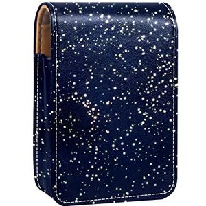 Abstracte Mooie Glitters Draagbare Lipstick Case voor op reis, Mini Lipstick Opbergdoos met spiegel voor vrouwen dames, Lederen Cosmetische Pouch, Meerkleurig, 9.5x2x7 cm/3.7x0.8x2.7 in