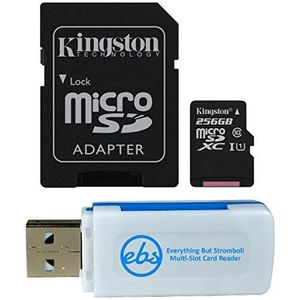 Kingston 256 GB SDXC Micro Canvas Select Geheugenkaart en Adapterbundel Werkt met Samsung Galaxy A50, A40, A30 Mobiele Telefoon (SDCS/256 GB) Plus 1 Alles behalve Stromboli (TM) MicroSD en SD-kaartlezer