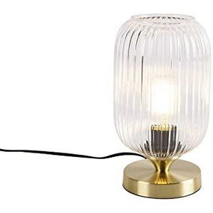 QAZQA - Art Deco Art deco tafellamp messing - Banci | Woonkamer | Slaapkamer | Keuken - Glas Rond - E27 Geschikt voor LED - Max. 1 x 25 Watt
