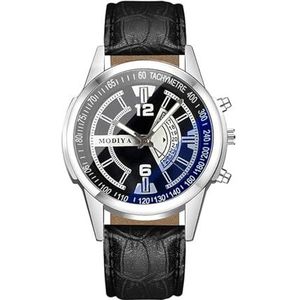 Calager Mannen Casual Gift Horloge Uurwerk Heren Quartz met Ronde Wijzerplaat Verstelbare Faux Lederen Band Hoge Nauwkeurigheid Tijdwaarneming Perfect voor, Zwart, Stijl wijzerplaat