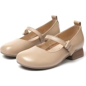 Sekiueo Mary Jane-Schoenen Voor Dames Met Dikke Hak En Ronde Neus Geschikt Voor Werk En Kantoor,Bruin,42 EU