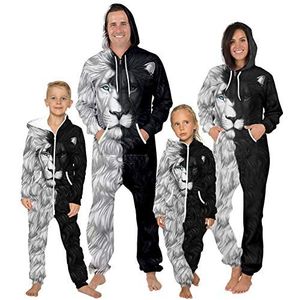 HGYJ Unisex Onesie Hoodie, ouder-kind slijtage, volwassenen, kinderpyjama's, Hoodies, afgedrukt uit één stuk, Jumpsuits, Sweatshirts, Black1, Adult S