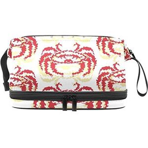 Grote capaciteit reizen cosmetische tas, speciale krab schilderij, make-up tas, waterdichte make-up tas organisator, Meerkleurig, 27x15x14 cm/10.6x5.9x5.5 in