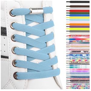 SULPO Elastische rubberen veters zonder strikken, plat, met draaisluiting, lichtblauw, Eén Maat