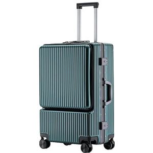 Bagage Koffer Reiskoffer Harde Bagage Met Voorvak, Aluminium Frame Koffer TSA-slot Handbagage Trolley Koffer Handbagage (Color : Grün, Size : 22 inch)