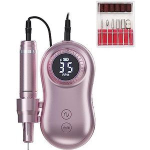 Nagelvijl elektrisch, Nieuwe 35000 RPM nagelmachine, manicuremachine, elektrische nagelboormachine, elektrische nagelvijl LED-display, oplaadbaar for alle gel(Pink)
