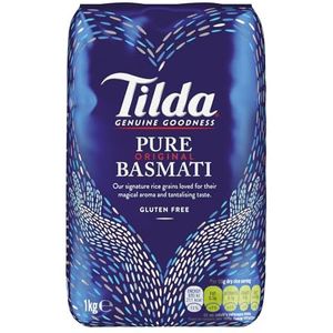Tilda Pure Original Basmati Rijst - 8 x 1000 Gram Multipack Basmatirijst - Rijstkorrels met Aroma en lichte Textuur - Afkomstig uit de Himalaya - Vegetarisch - Glutenvrij