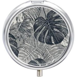 Draagbare Pillendoos Pillendoosje Monstera Bladeren Reizen Pillendoos Kleine Pil Case Dagelijkse Pil Container Pil Organizer Pocket Geneeskunde Doos Leuke Pil Case