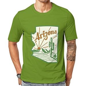 Arizona Cactus T-shirt met korte mouwen voor heren, ronde hals, print, casual T-shirt, tops, 6XL