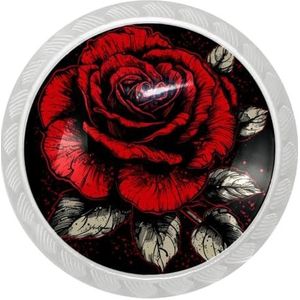 Elegante ronde transparante kastknopset, duurzame ladehandgrepen voor kasten, ijdelheden en kasten, rood en zwart roze
