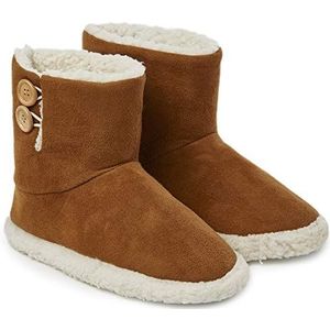 Dunlop Herenpantoffels: Pluche pantoffels voor heren en tieners, warme indoor huisschoenen met traagschuim, maat 41-46, sherpa-voering - cadeaus voor mannen, Bruin, 46 EU