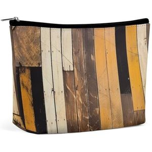 LYHVSFZQ Make-uptas, opvouwbare make-uptas, rustiek, hout, bedrukte make-uptas, reismake-uptas voor reizen en dagelijks leven, stijl, één maat, make-uptas, Stijl, Eén maat, Make-up Tas