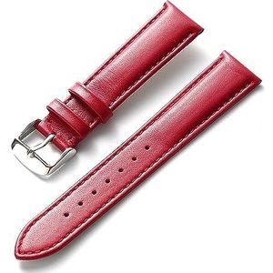 LUGEMA Horloge lederen band mannen en vrouwen zakelijke band rood bruin blauw 14mm 16mm 18mm 20mm 22mm 24mm lederen horloge accessoires (Color : Red, Size : 22mm)