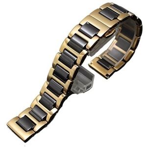 Jeniko Quick Release Keramische Horlogeband 14 15 16 17 18 19 20 21 22mm Zwart Wit Horlogeband For Mannen En Vrouwen Armband (Color : Gold black, Size : 20mm)