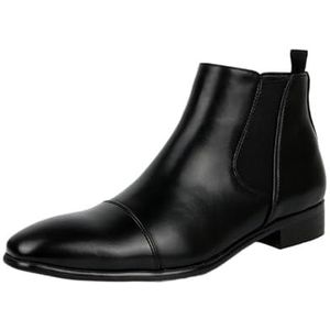 Mens Chelsea Boots Casual Dress Boots Black Ankle Boots Elastic Slip On Boots For Men (Color : Black, Size : EU 46)