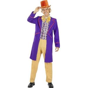 Funidelia | Willy Wonka kostuum - Sjakie en de chocoladefabriek mannen Kostuum voor Volwassenen, Accessoire verkleedkleding en rekwisieten voor Halloween, carnaval & feesten - Maat L - Paars