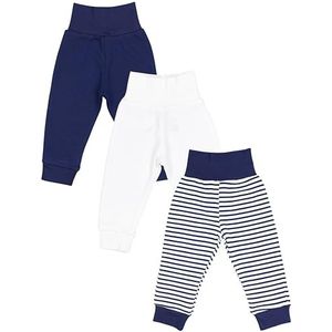 TupTam Baby Jongen Broeken Lange Sweatbroek 3 Stuks, Strepen_Blauw_Wit, 56