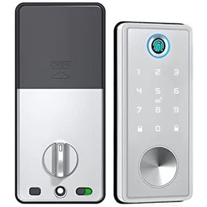 Slim slot Tuya Smart Door Lock APP Afstandsbediening Vingerafdruk Biometrisch toetsenbord Digitale smartcardcode Deadbolt Automatic Latch Lock(Silver)