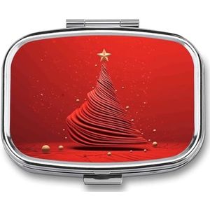 Draagbare medicijndoos, chique kerstboom bedrukt mini rechthoek pillendoosje zak medicijndoos pillencontainer reizen juwelendoos pilhouder draagbare vitamine opbergdoos