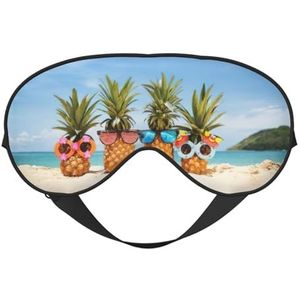Seaside Strand Geel Geometrische Ananas Slaap Eye Mas Bijgewerkt Ontwerp Licht Blokkerende Night Eye Blinder Mannen Vrouwen Shift Werk Reizen