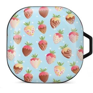 Aardbei in chocolade oordopjes hoesje compatibel met Samsung hard shell beschermhoes zwart-stijl