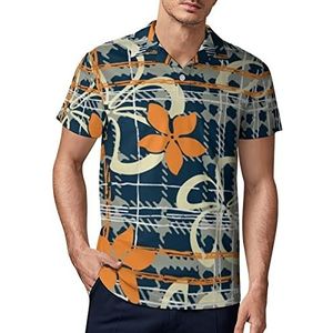 Oranje hortensia heren golf poloshirt zomer korte mouw T-shirt casual sneldrogende T-shirts L