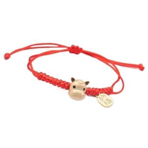 Geweven armbanden, mannen vrouwen touw armbanden, Chinese stijl Zodiac armband gouden paard geluk rood geweven touw schattige dieren verstelbare handgemaakte charme armbanden for vrouwen man cadeau (