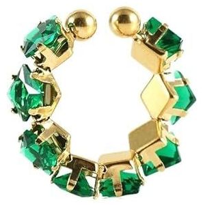 Damesring roestvrijstalen diamanten ring Modieuze 18K gouden verstelbare ringarmband (Style : 13)